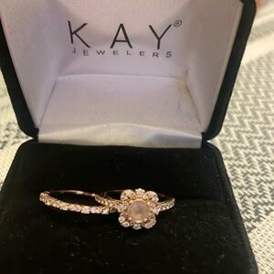 Kay jewelers 14k Rose gold Bridal set Morganite center stone 1/2ctw 2piece set